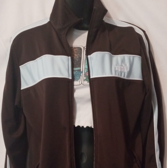 Women's Puma Track Jacket Brown and Baby Blue Large - Picture 4 of 8